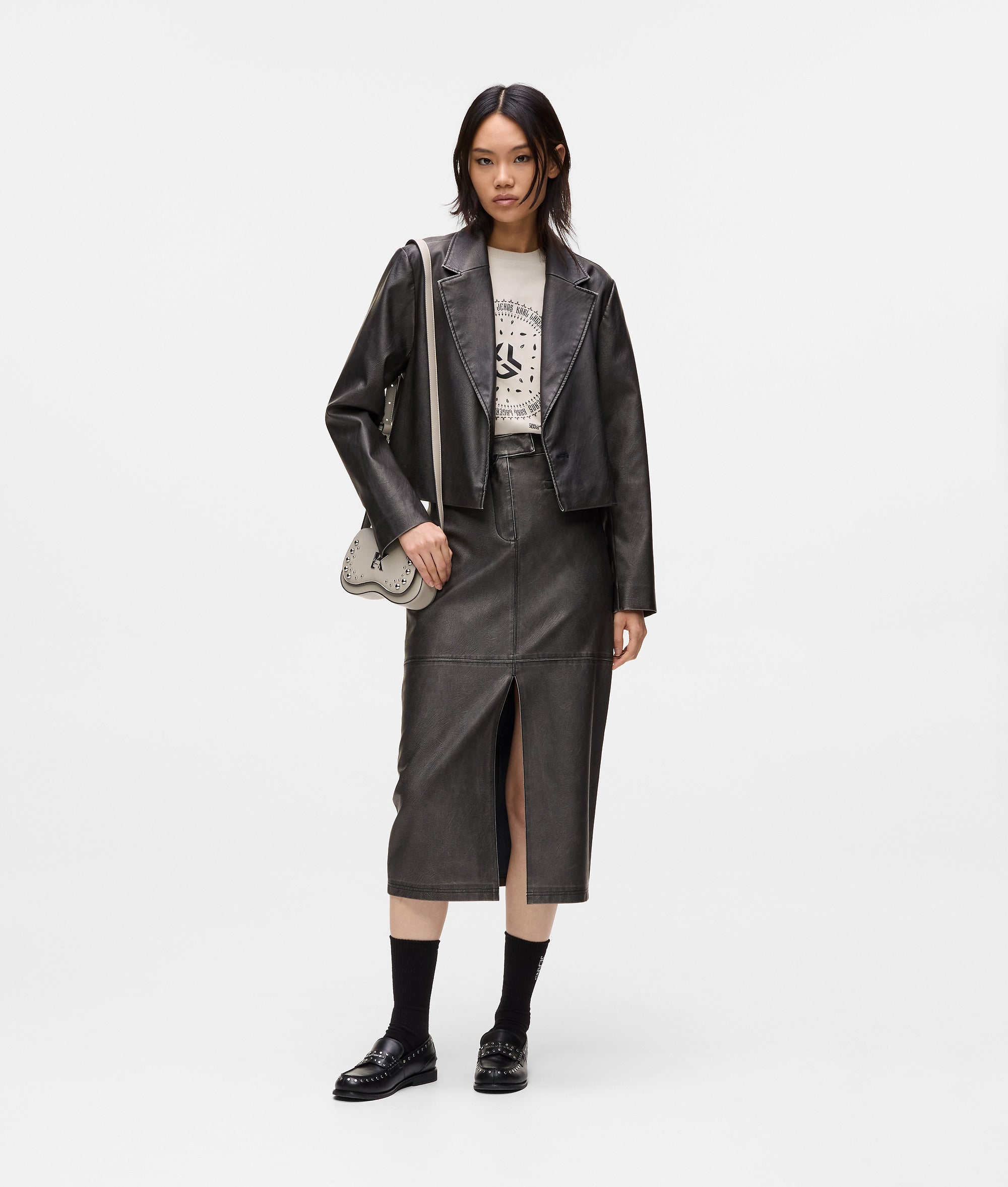 Distressed faux-leather blazer - Image 4