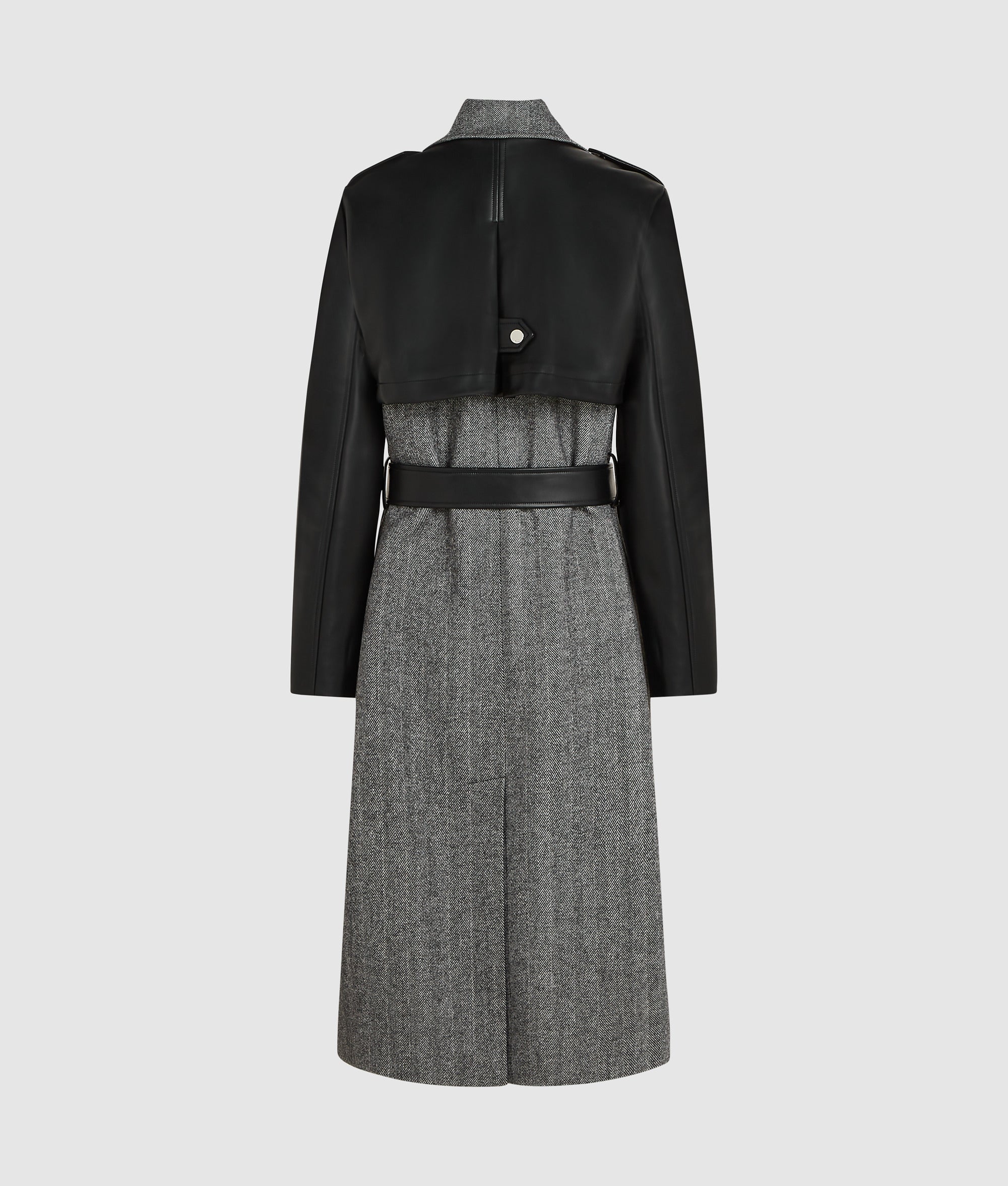 Tweed and faux-leather coat - Image 6