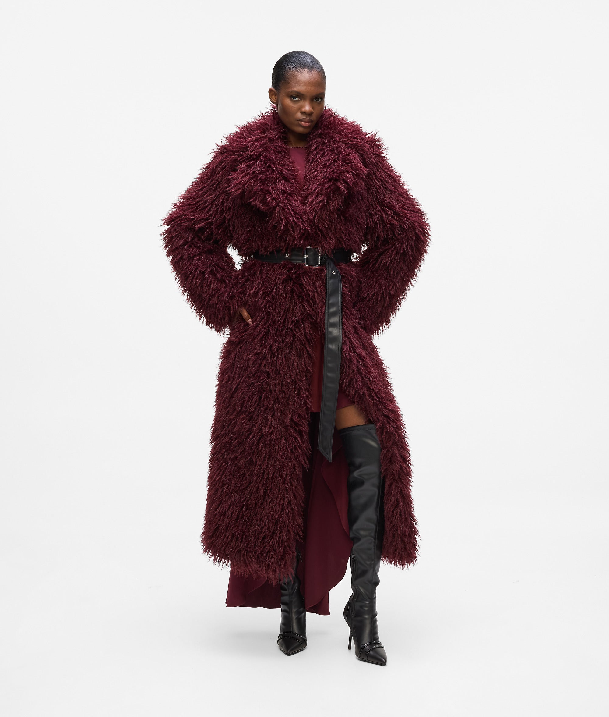 Long faux-fur coat