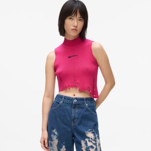 Distressed knitted top