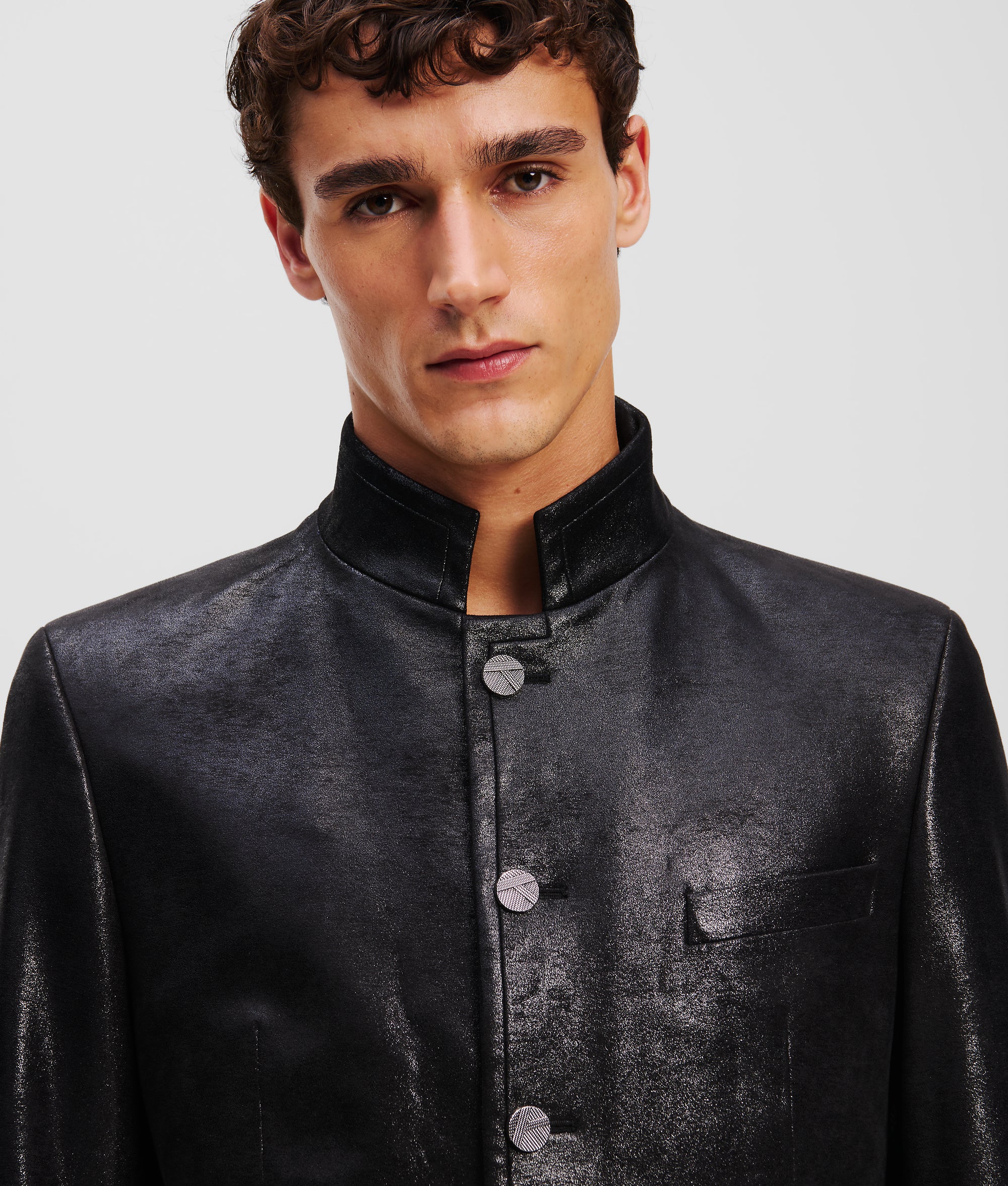 FAUX-LEATHER STAND-UP COLLAR JACKET - Image 3